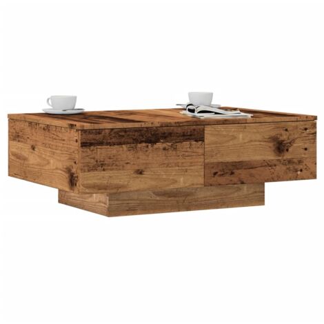 Vidaxl – Table basse fixe vieux bois 90x60x31 cm – Bois d'ingénierie résistant à l'humidité – Grand espace de rangement – Capacité 60 kg