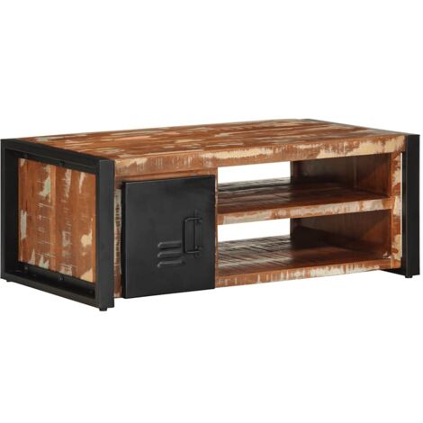 vidaXL Table basse multicolore 90x50x36 cm bois de récupération massif