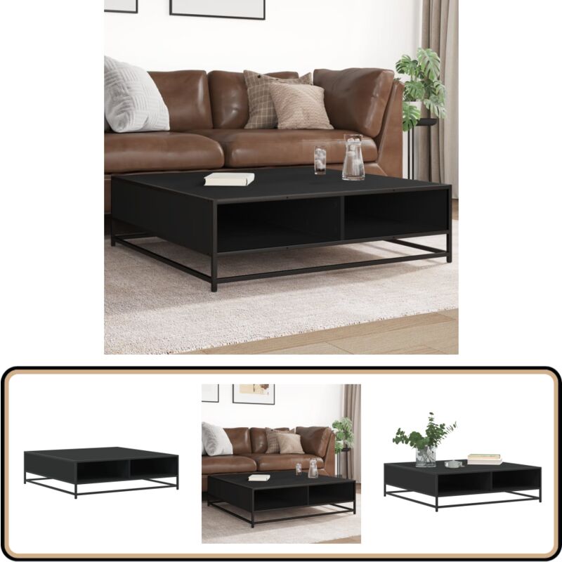 Table basse noir 100x100x30 cm bois d'ingénierie et métal - Vidaxl