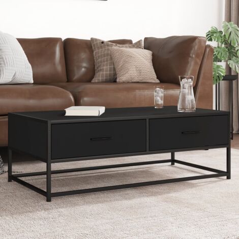 vidaXL Table basse noir 100x50x35 cm bois d'ingénierie et métal