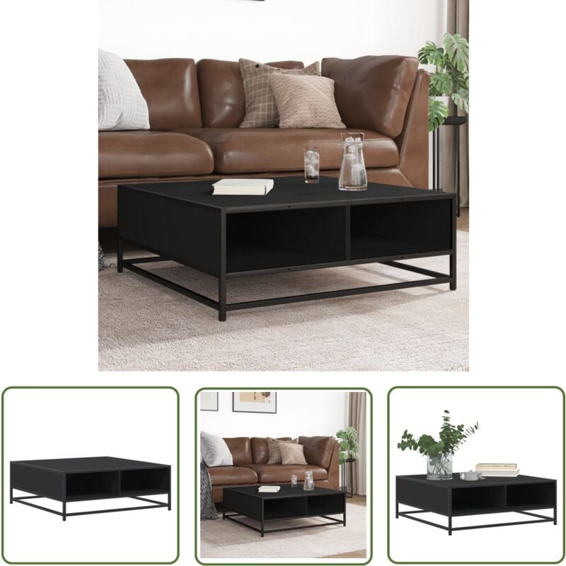 The Living Store - vidaXL Table basse noir 80x80x30 cm bois d'ingénierie et métal