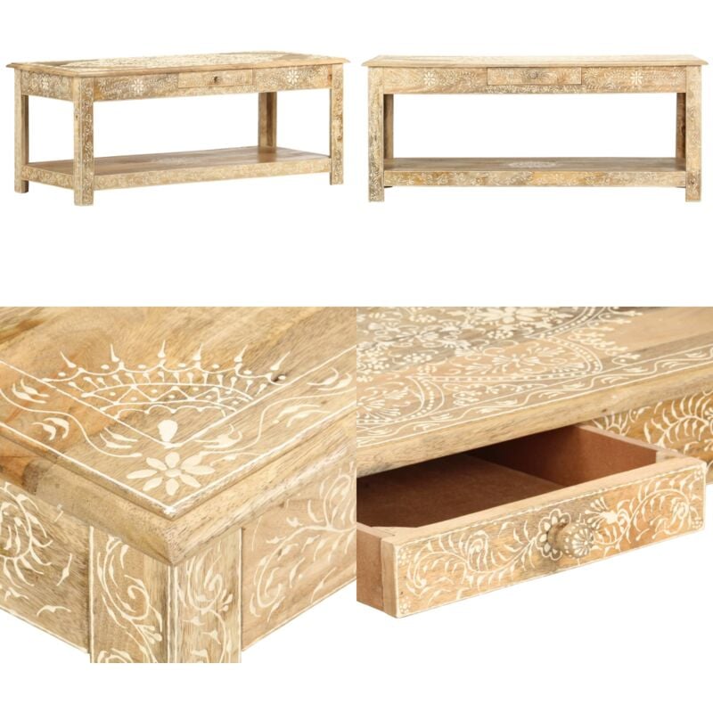 Vidaxl - Table basse peinte à main 110x50x45 cm Bois de manguier massif