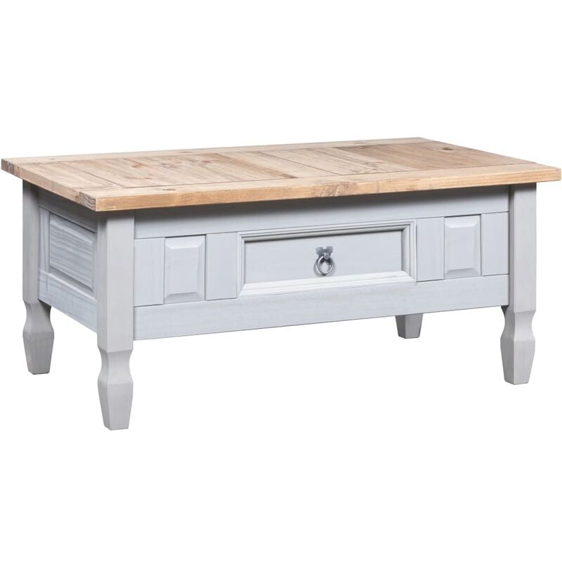 Vidaxl - Table basse en bois en pin mexicain avec tiroir de table différentes couleurs Couleur : gris