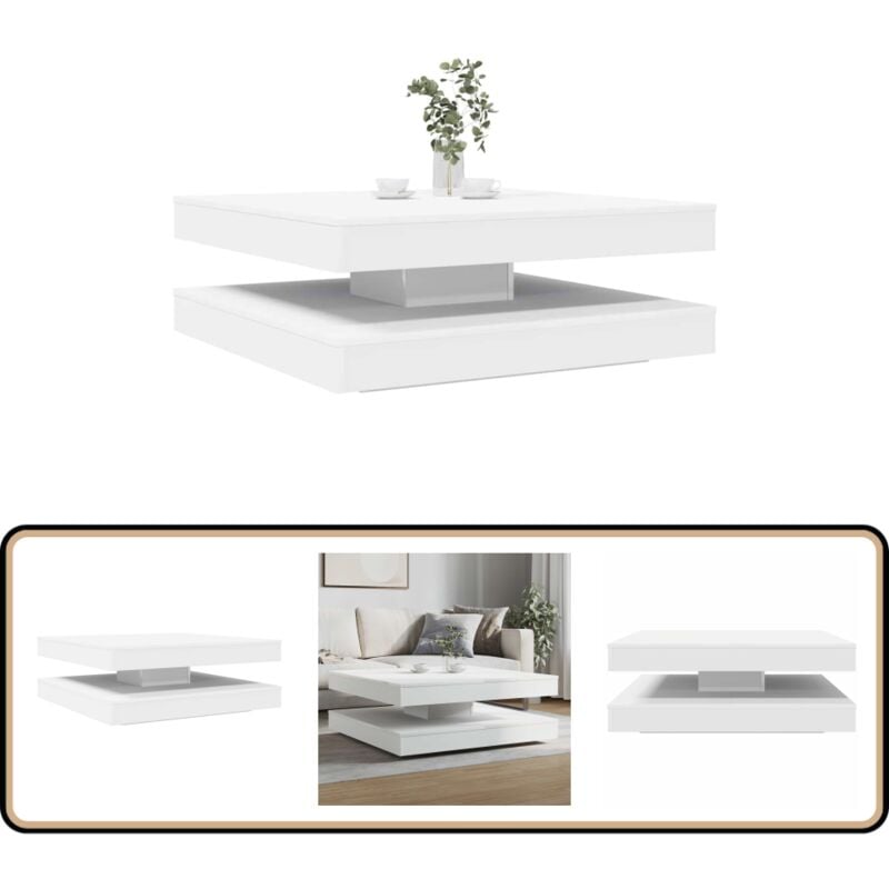 Vidaxl - Table basse rotative à 360 degrés blanc 90x90x34,5 cm