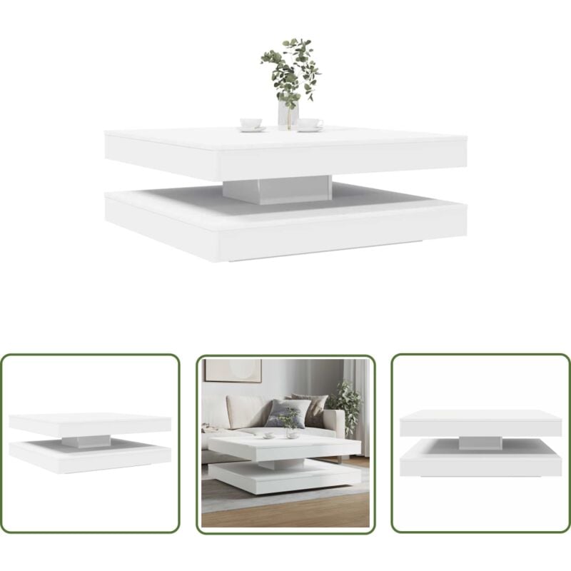 The Living Store - vidaXL Table basse rotative à 360 degrés blanc 90x90x34,5 cm