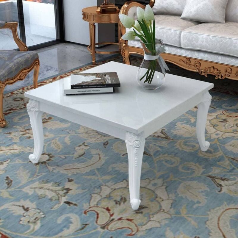 Table basse 80x80x42 cm Blanc brillant Vidaxl