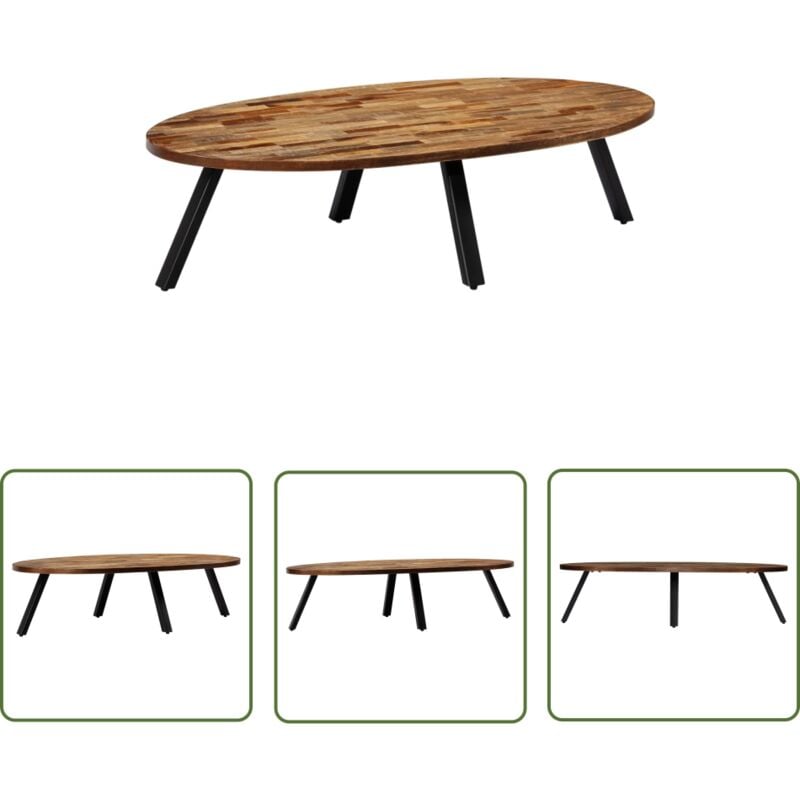 vidaXL Table basse Teck recyclé massif Ovale 120x60x30 cm