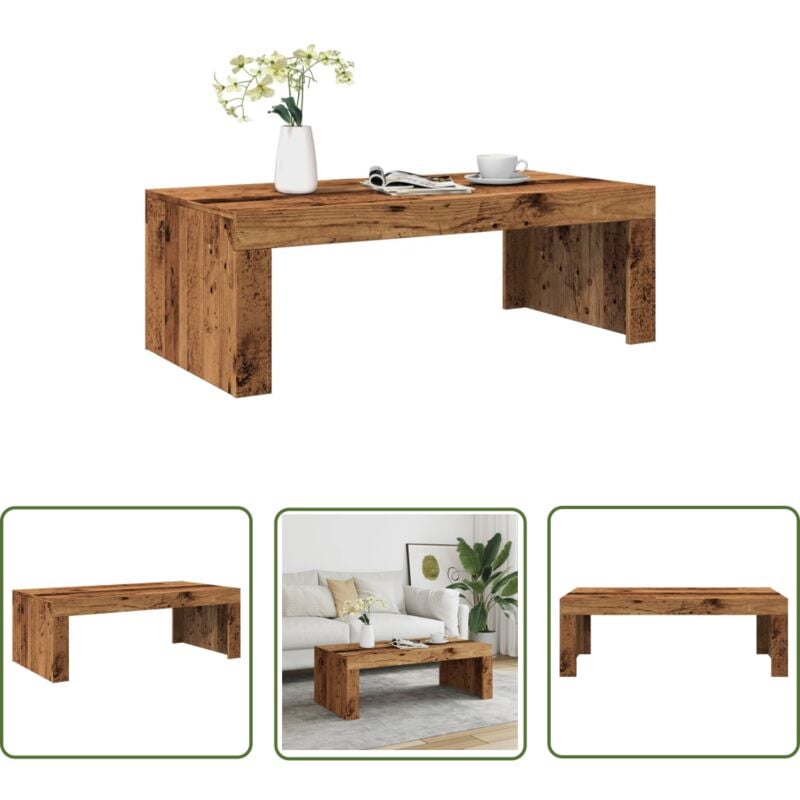 The Living Store - vidaXL Table basse vieux bois 102x50x35 cm bois d'ingénierie