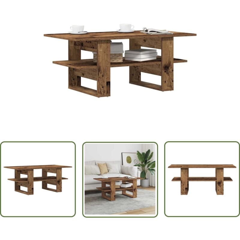 The Living Store - vidaXL Table basse vieux bois 102x55x42 cm bois d'ingénierie