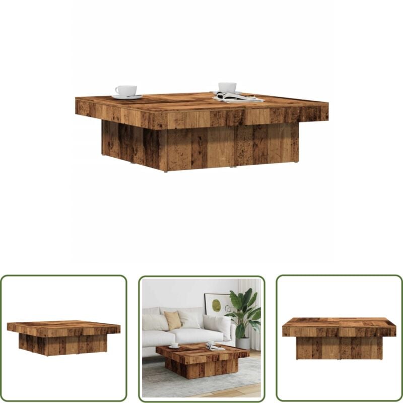 The Living Store - vidaXL Table basse vieux bois 90x90x28 cm bois d'ingénierie
