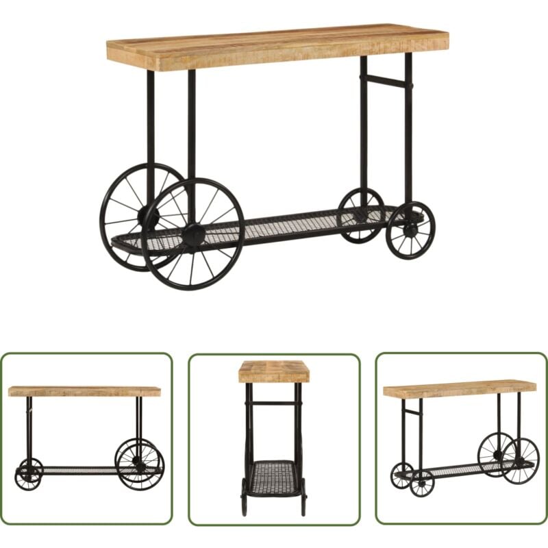 The Living Store - vidaXL Table console 112x36x76 cm bois massif de manguier et fer