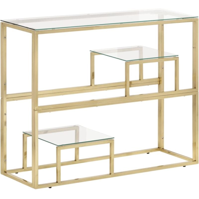 Vidaxl - Table console doré acier inoxydable et verre trempé