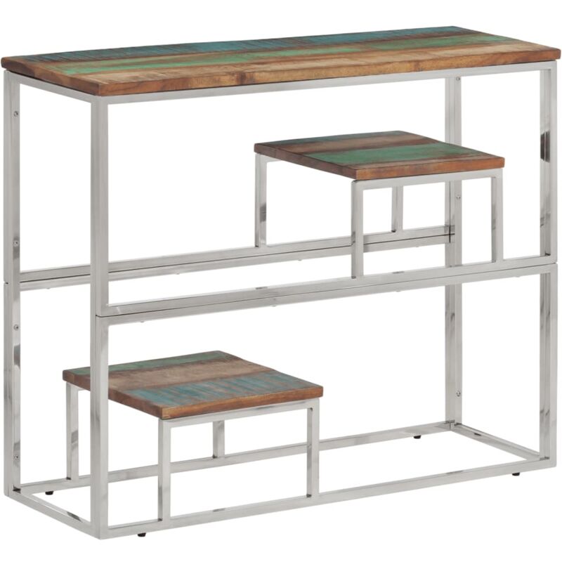 Vidaxl - Table console argenté acier inoxydable/bois massif récupération