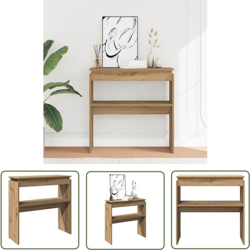 The Living Store - vidaXL Table console chêne artisanal 80x30x80 cm bois d'ingénierie