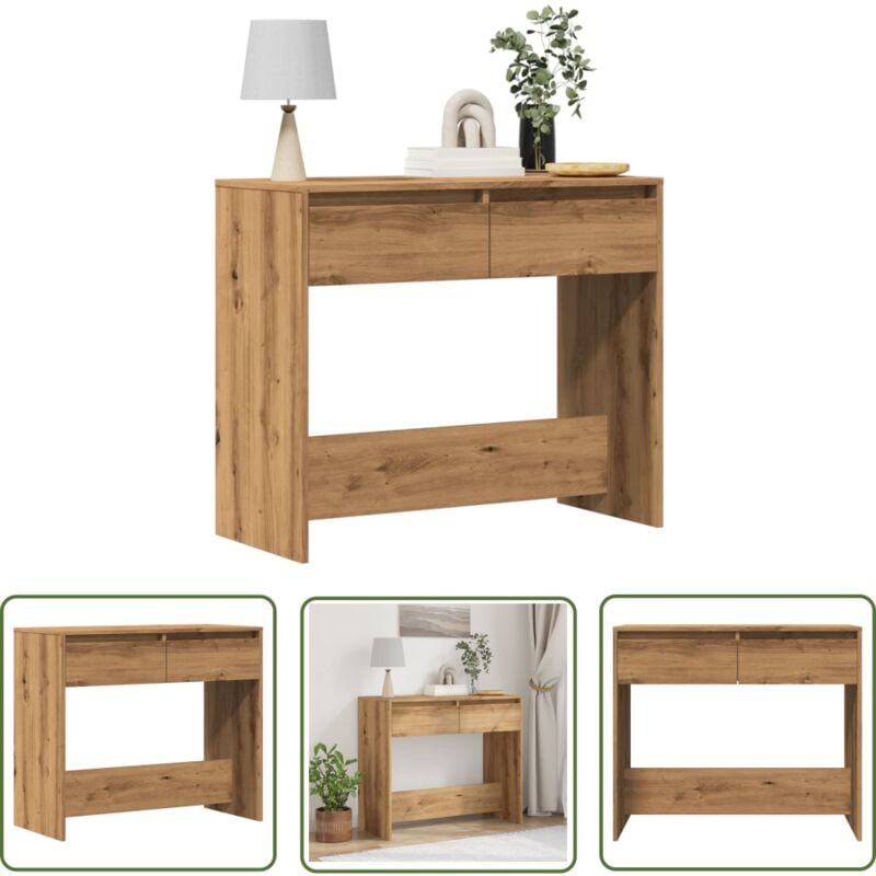 The Living Store - vidaXL Table console chêne artisanal 89x41x76,5 cm bois d'ingénierie