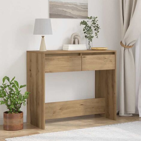 Vidaxl – Table console chêne artisanal 89x41x76,5 cm – Bois d'ingénierie – Surface lisse et résistante à l'humidité – 2 tiroirs de rangement