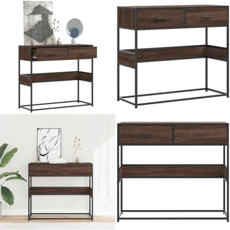 vidaXL Table console chêne marron 90x35x80 cm bois d'ingénierie