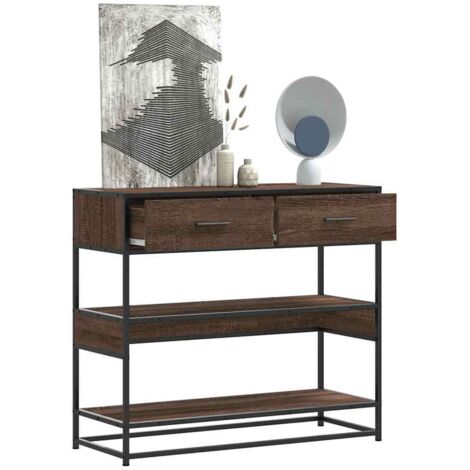 vidaXL Table console chêne marron 90x35x80 cm bois d'ingénierie