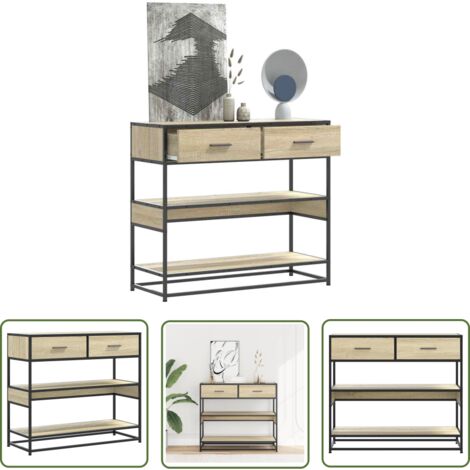 vidaXL Table console chêne sonoma 90x35x80 cm bois d'ingénierie
