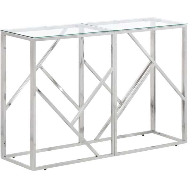 Vidaxl - Table console argenté acier inoxydable et verre trempé