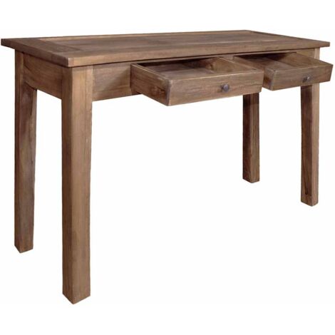 Vidaxl – Table console en bois d'acajou massif 123x42x75 cm – 2 tiroirs – Style vintage – Fait main avec bois récupéré