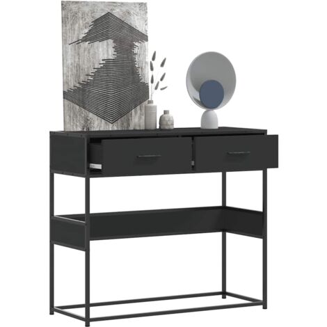 vidaXL Table console noir 90x35x80 cm bois d'ingénierie