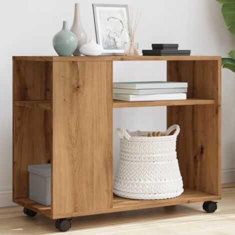 vidaXL Table d'appoint avec roues chêne artisanal bois d'ingénierie
