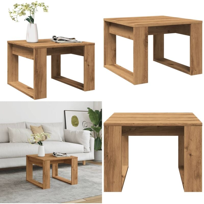 Table d'appoint chêne artisanal 50x50x35 cm bois d'ingénierie - Vidaxl