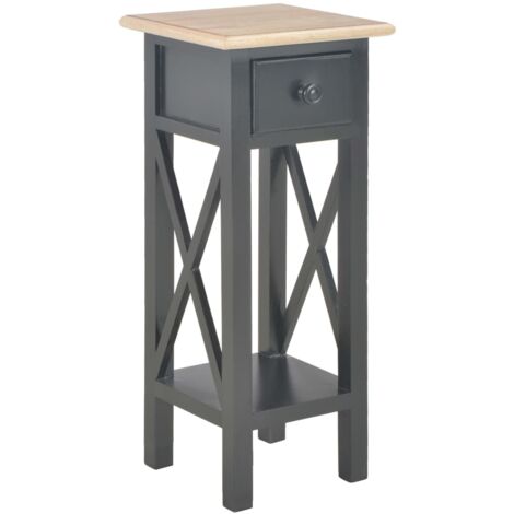 Vidaxl – Table d'appoint en pin noir 27 x 27 x 65,5 cm – Tiroir pour rangement – Artisanat de qualité – Pour espaces modernes