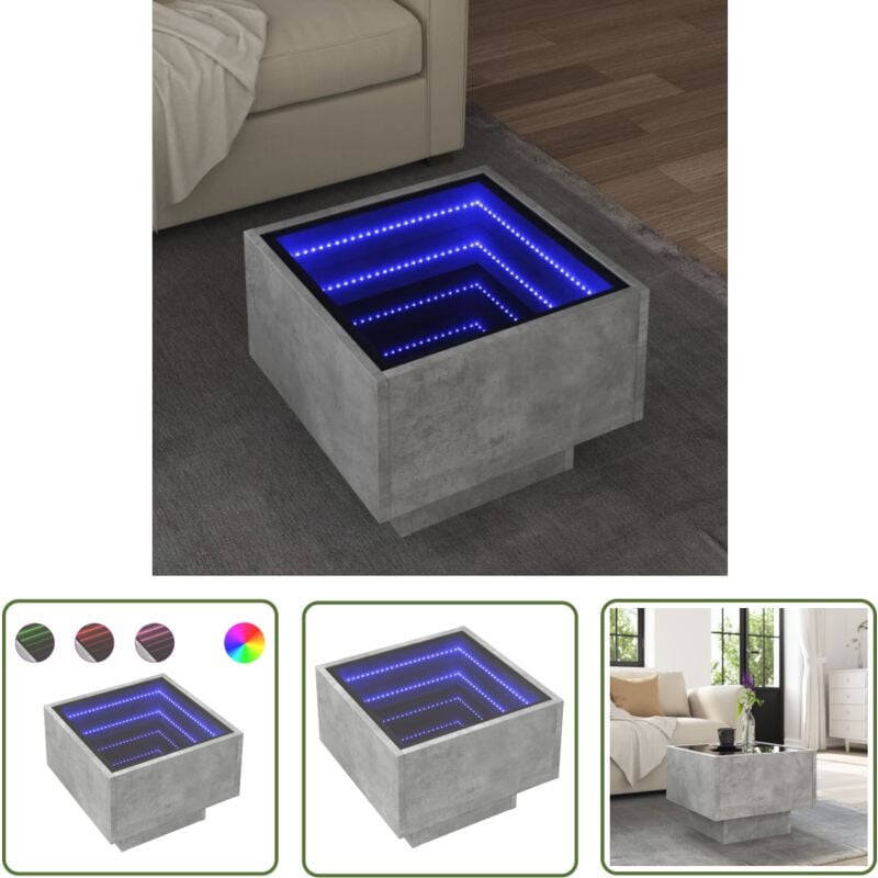 The Living Store - vidaXL Table d'appoint et led gris béton 40x40x30 cm bois d'ingénierie