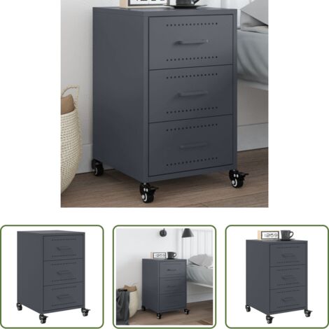 vidaXL Table d'appoint -  Table de chevet anthracite 36x39x59 cm acier