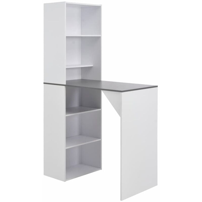 Vidaxl - Table de bar avec armoire bibliothèque en bois table moderne différentes couleurs Couleur : Blanc et gris