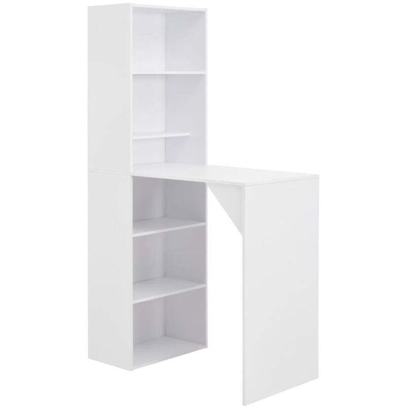 Table de Bar avec Armoire 115x59x200 cm Blanc