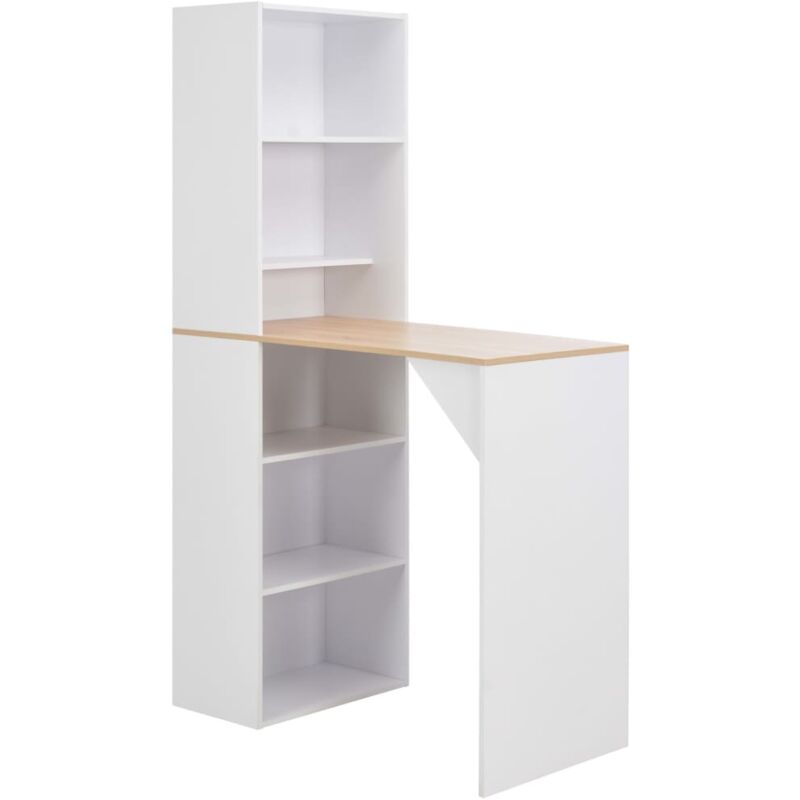 Vidaxl - Table de bar avec armoire Blanc 115x59x200 cm