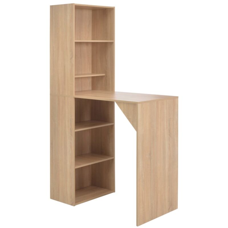 vidaXL Table de bar avec armoire Chêne 115x59x200 cm