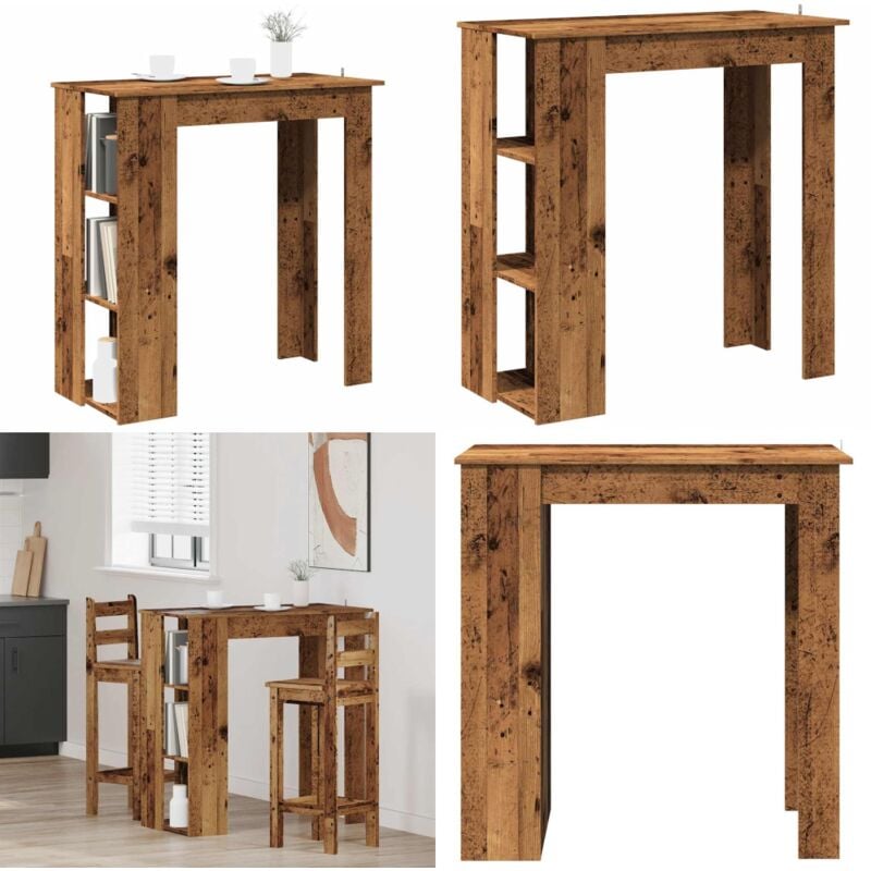 Vidaxl - Table de bar avec étagère vieux bois bois d'ingénierie