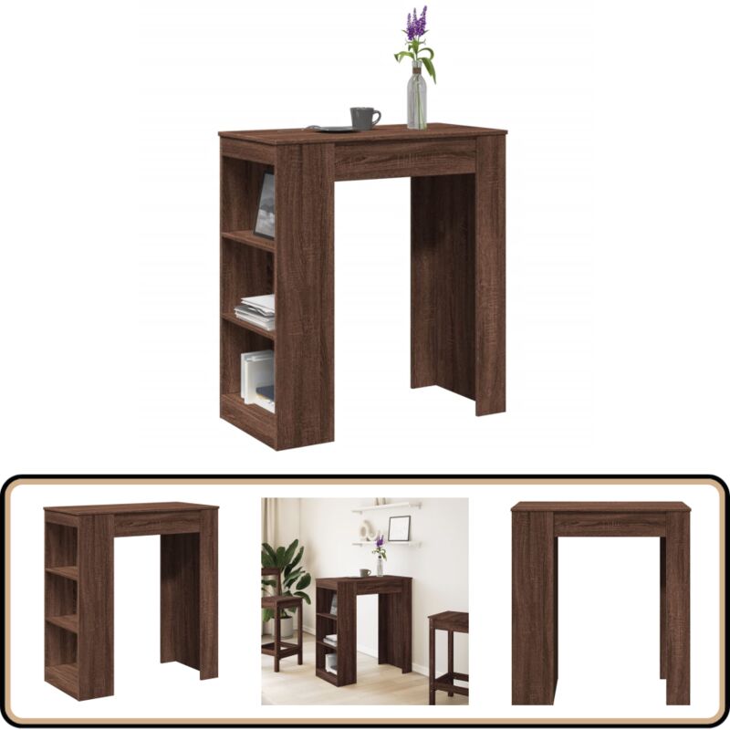 Table de bar avec étagères chêne marron bois d'ingénierie - Vidaxl