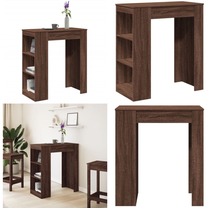 Vidaxl - Table de bar avec étagères chêne marron bois d'ingénierie