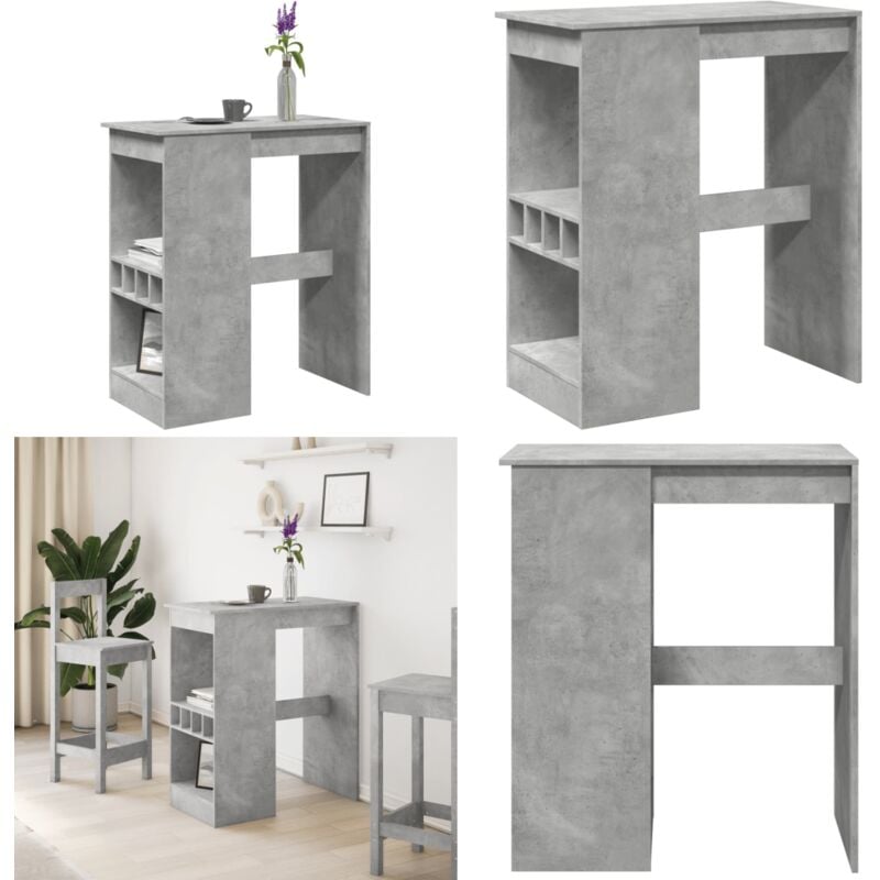Vidaxl - Table de bar avec étagères gris béton bois d'ingénierie