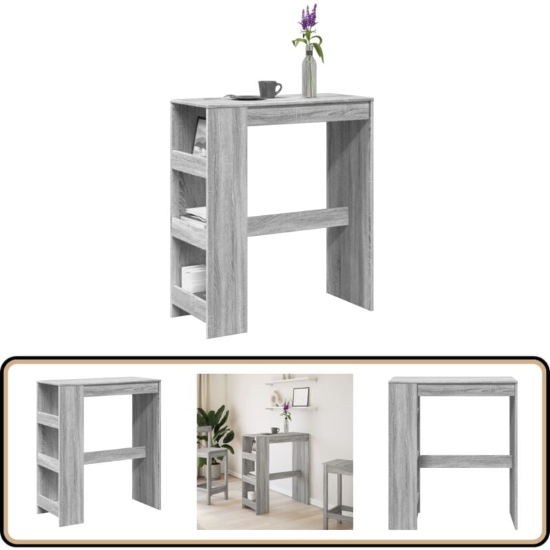 Vidaxl - Table de bar avec étagères sonoma gris bois d'ingénierie