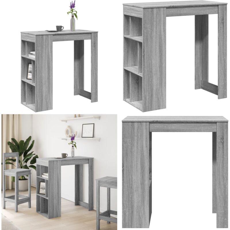 Vidaxl - Table de bar avec étagères sonoma gris bois d'ingénierie