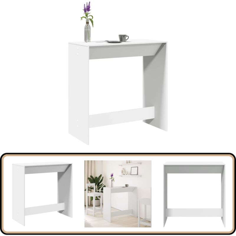vidaXL Table de bar blanc 102x50x103,5 cm bois d'ingénierie