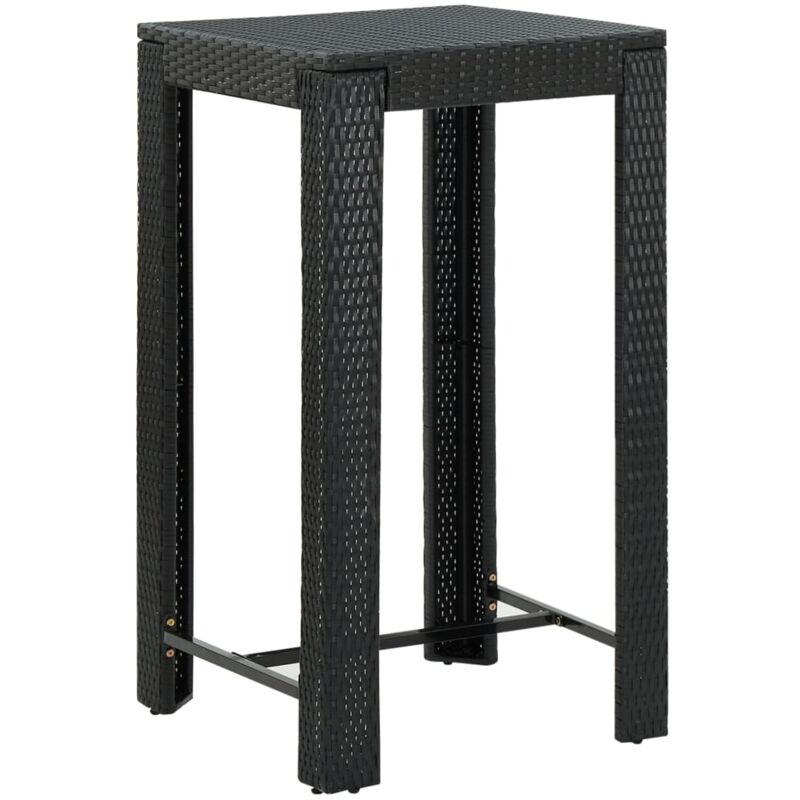 Table de bar de jardin Noir 60,5x60,5x110,5 cm Résine tressée