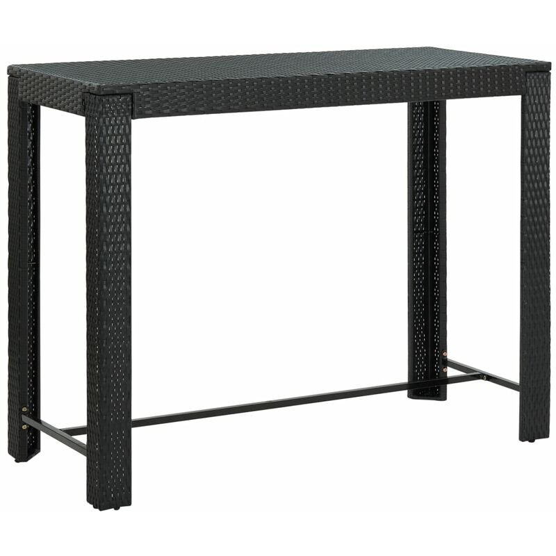 Table de bar de jardin Noir 140,5x60,5x110,5 cm Résine tressée