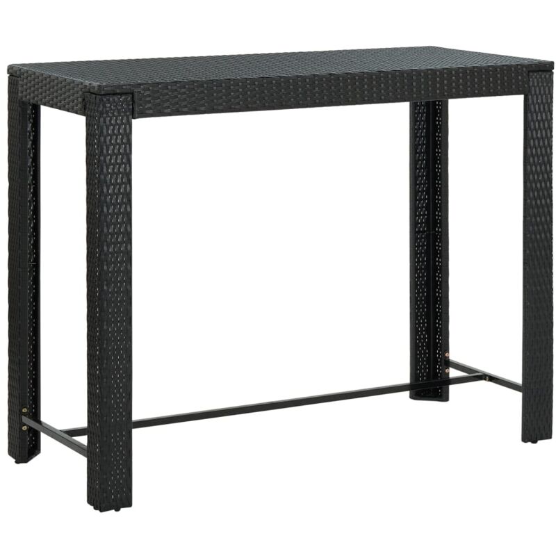 Table de bar de jardin Noir 140,5x60,5x110,5 cm Résine tressée