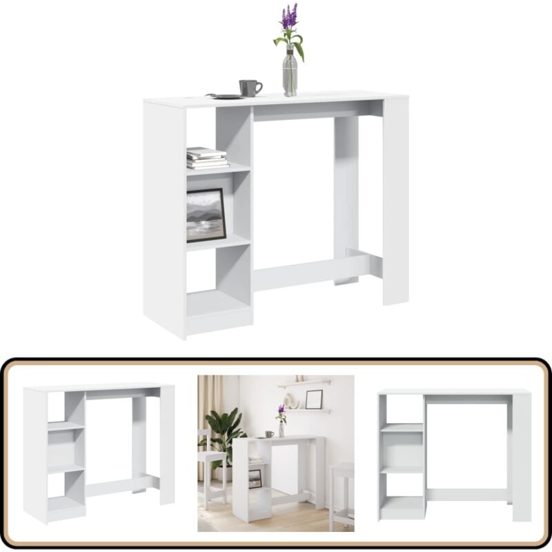 Vidaxl - Table de bar et étagère blanc 124x46x103,5 cm bois d'ingénierie