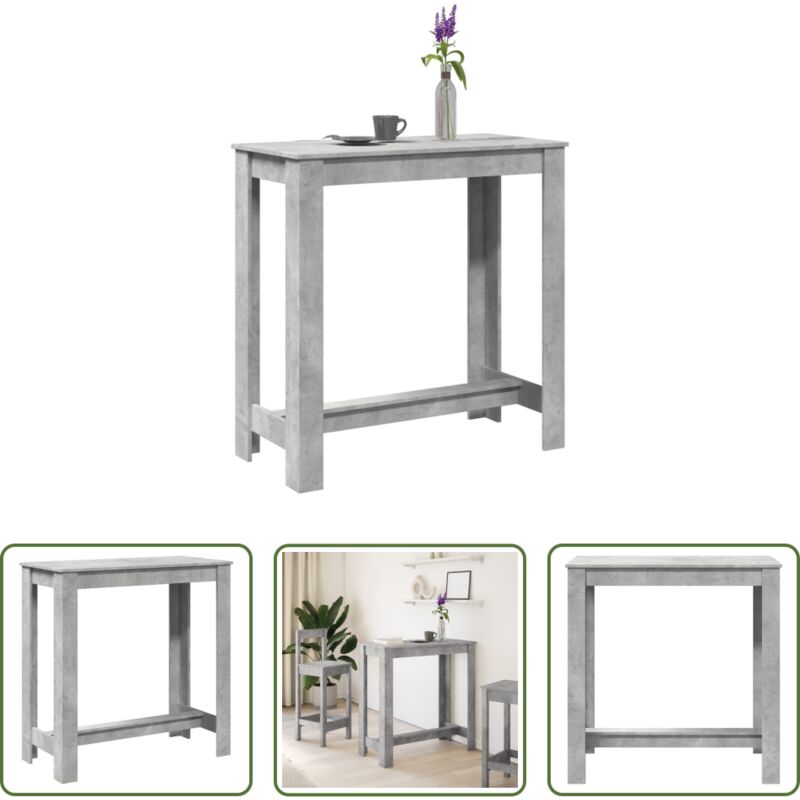 Bois d'ingénierie - Table de bar gris béton 102x50x103,5 cm bois d'ingénierie