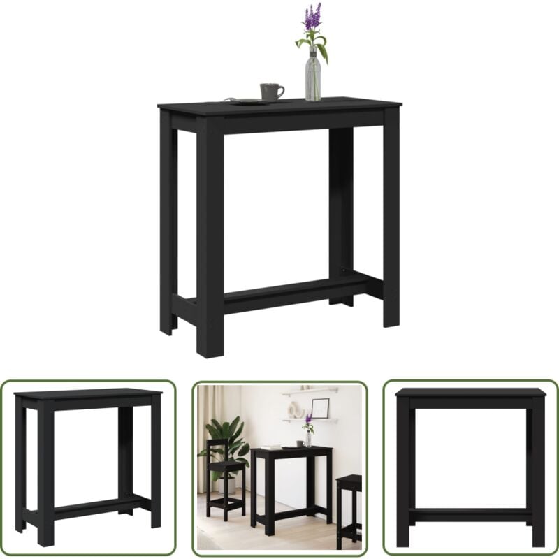 vidaXL Table de bar noir 102x50x103,5 cm bois d'ingénierie
