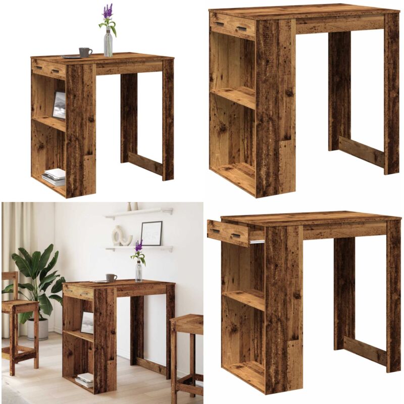 Table de bar vieux bois 102x70x103,5 cm bois d'ingénierie - Vidaxl