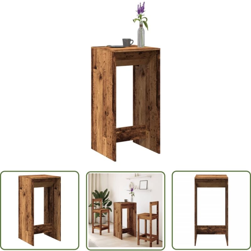 The Living Store - vidaXL Table de bar vieux bois 51x50x103,5 cm bois d'ingénierie